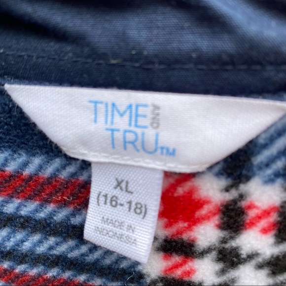Time n Tru Blue Red plaid Flannel shirt jacket shacket - Picture 3 of 4